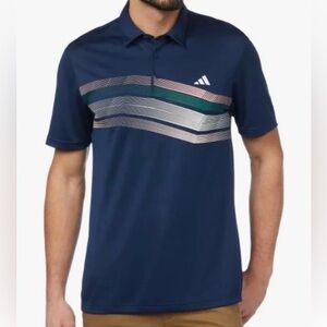 NEW Adidas Men's Core Chest Stripe Short Sleeve Golf Polo Shirt Navy Size 2XL